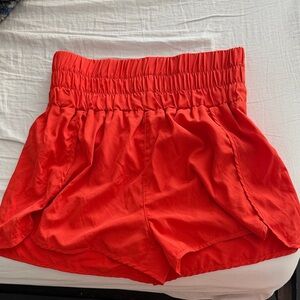 Women's Red Elastic Waist Shorts